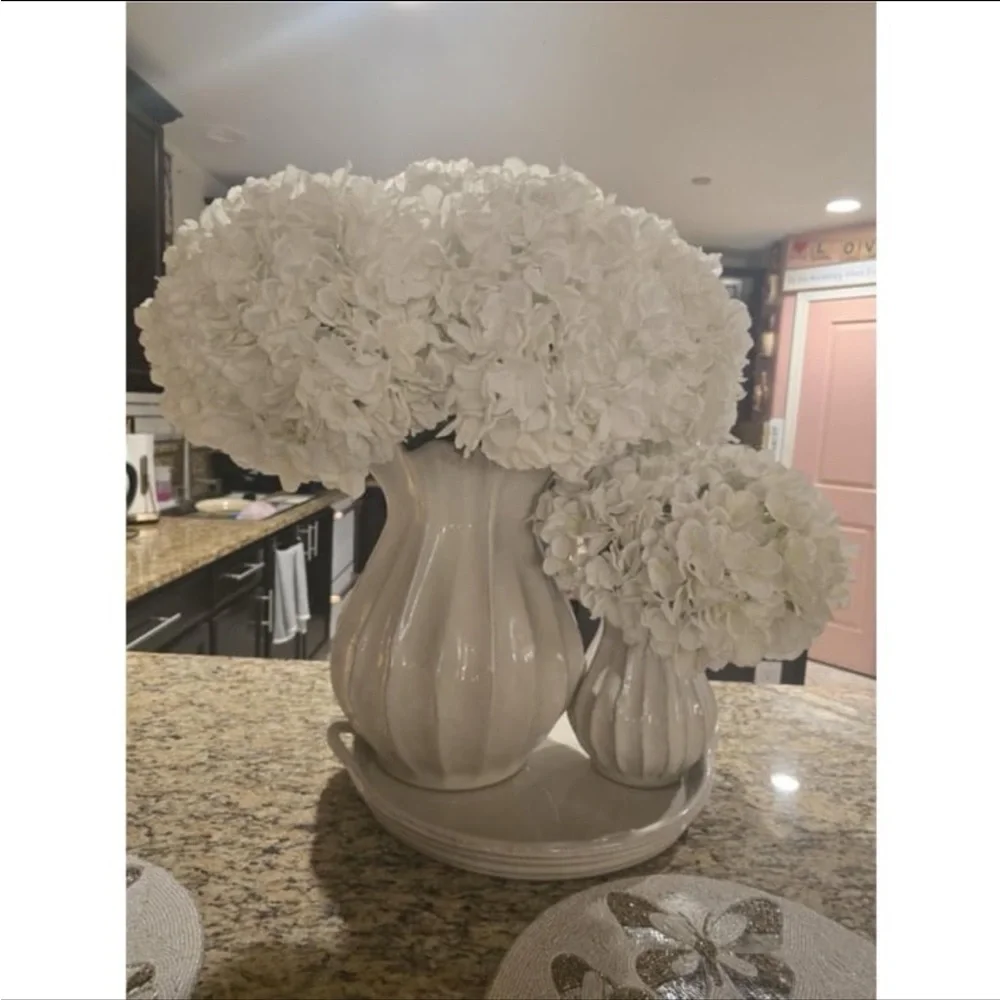 9” Pleated Ceramic Rustic Vase Sour Cream - Hearth & Hand™ with Magnolia